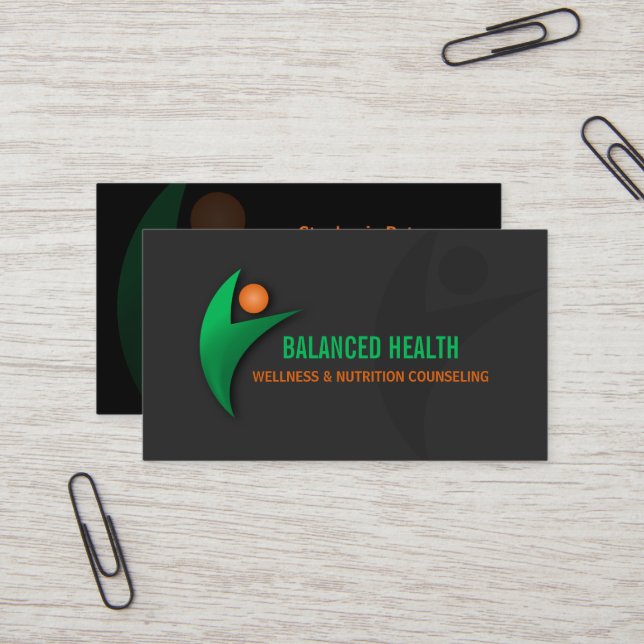 Nutrition Wellness and Fitness Coach Business Card (Front/Back In Situ)