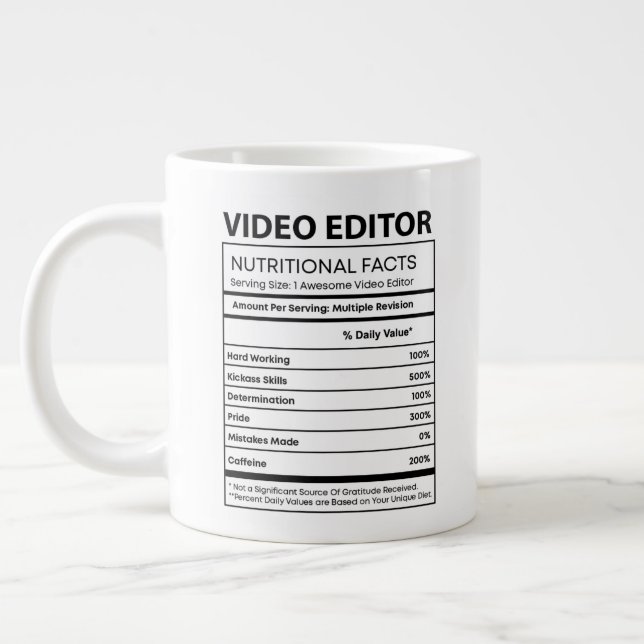 Nutritional Fact | Video Editors Large Coffee Mug (Left)