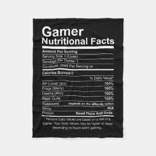 Nutritional Facts Cool Gamer Video Game Funny Fleece Blanket