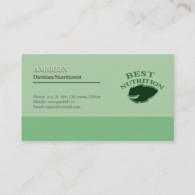 Nutritionist Business Card (Front)