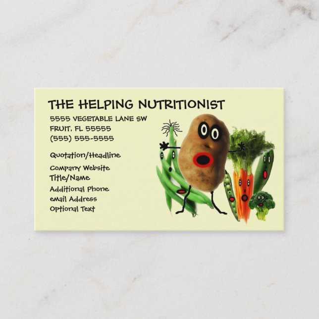 Nutritionist Cartoon Business Card (Front)