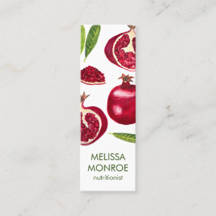 Nutritionist Chef Coach Pomegranates Autumn Fruit Mini Business Card