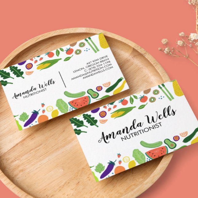 Nutritionist Chef Coach Unique Vegetables Art Business Card (Creator Uploaded)