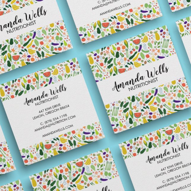 Nutritionist Chef Coach Unique Vegetables Art Square Business Card (Creator Uploaded)