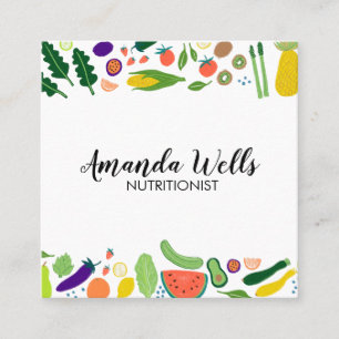 Nutritionist Chef Coach Unique Vegetables Art Square Business Card