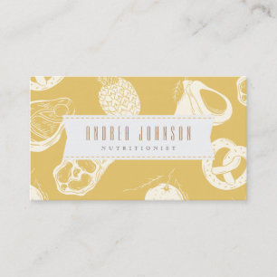 Nutritionist Dietician Drawn Food Neutral Yellow Business Card
