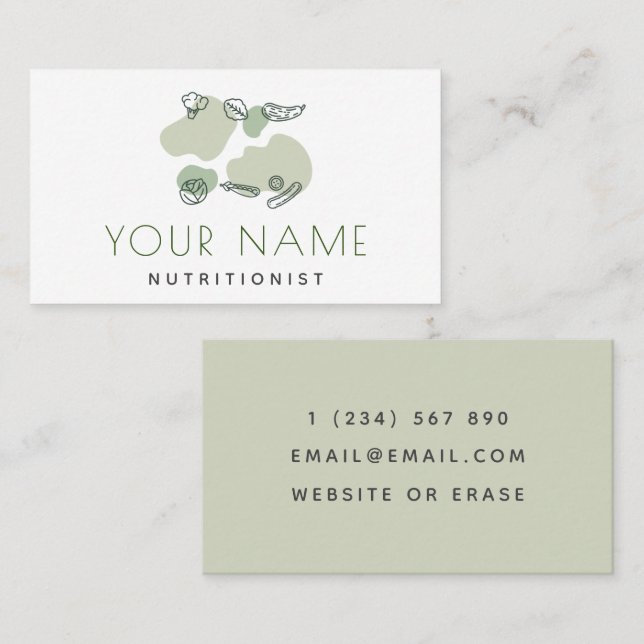 Nutritionist Dietician Drawn Veggies Camo Pattern  Business Card (Front/Back)