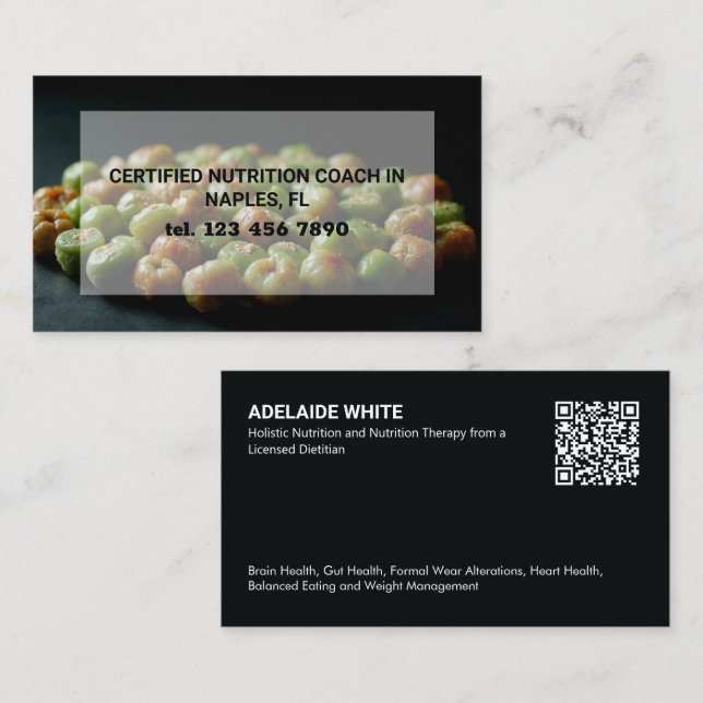 Nutritionist Dietician QR Code Business Card (Front/Back)