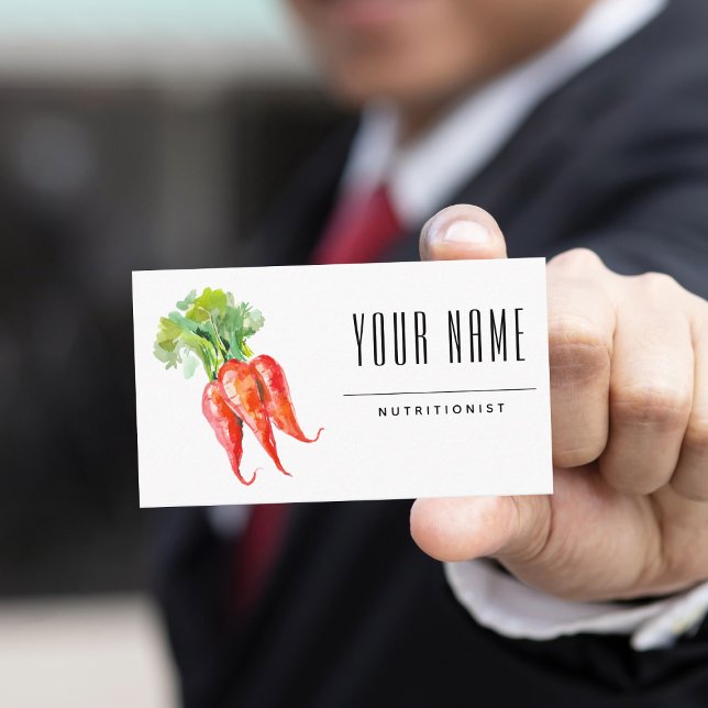 Nutritionist Dietician Simple Watercolor Carrots Business Card (Creator Uploaded)