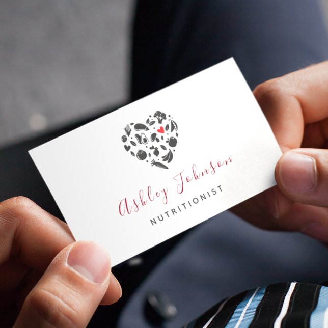 Nutritionist Dietician Vegetables & Fruit Heart  Business Card (Creator Uploaded)
