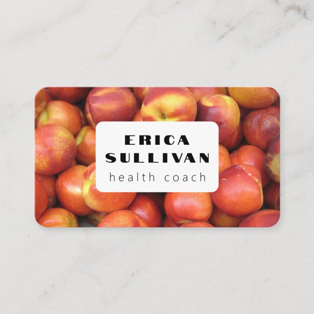 Nutritionist Health Coach Chef Stone Fruits Photo Business Card (Front)
