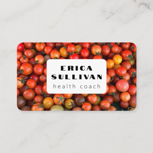 Nutritionist Health Coach Chef Tomatoes Vegan Diet Business Card (Front)