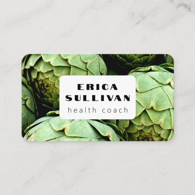 Nutritionist Health Coach Chef Vegan Artichokes  Business Card (Front)