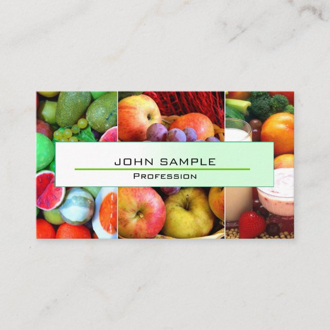 Nutritionist Healthy Life Colourful Fruits Business Card (Front)