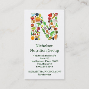 Nutritionist Monogram N Appointment Business Card