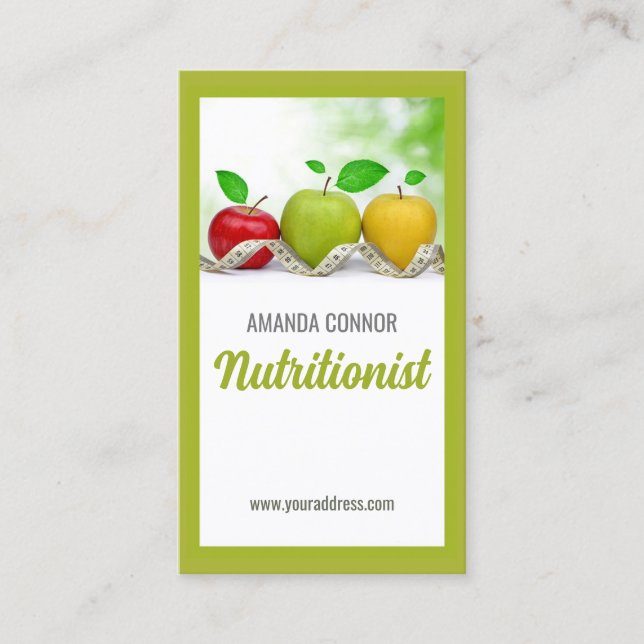 Nutritionist Nutrition Coach Apple Fruit Card (Front)