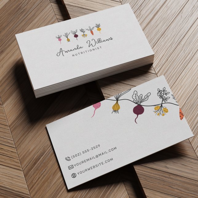 Nutritionist Personal Chef Minimalist Cool Veggies Business Card (Creator Uploaded)