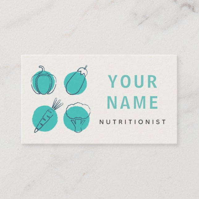 Nutritionist Veggies Icons Healthy Food Dietician Business Card (Front)