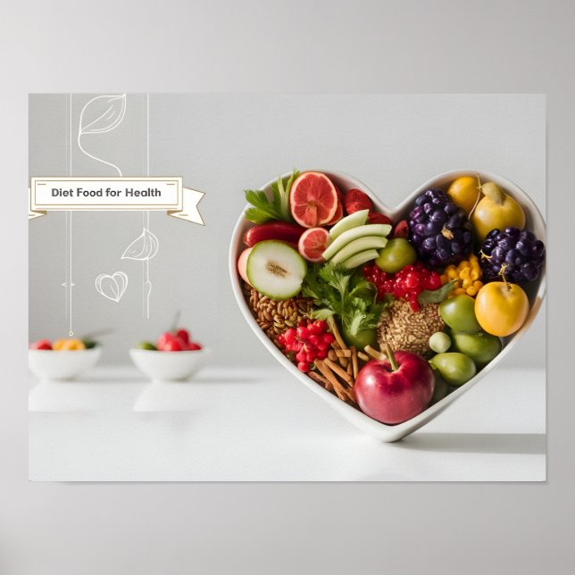 Nutritious Diet Food in Heart Bowl Poster (Front)