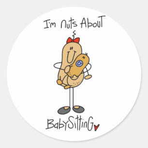 Nuts About Babysitting Tshirts and Gifts Classic Round Sticker