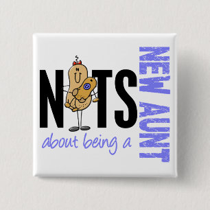 Nuts About Being A New Aunt 1 Blue 15 Cm Square Badge