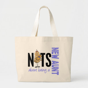 Nuts About Being A New Aunt 1 Blue Large Tote Bag