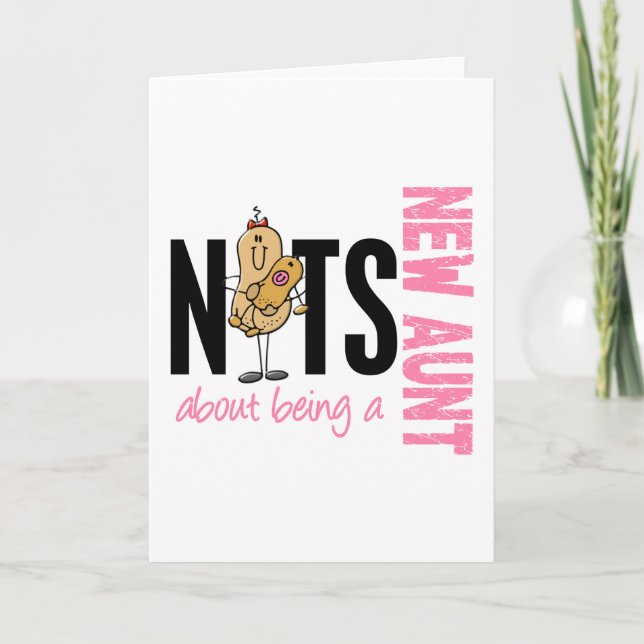 Nuts About Being A New Aunt 1 Pink Card (Front)