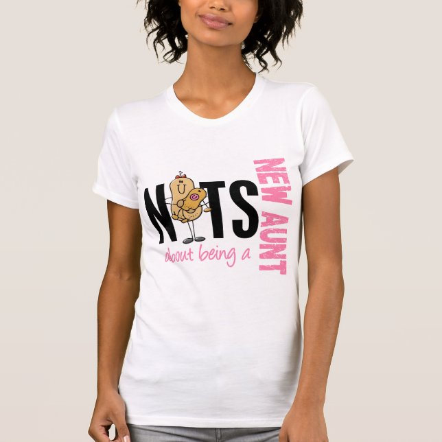 Nuts About Being A New Aunt 1 Pink T-Shirt (Front)