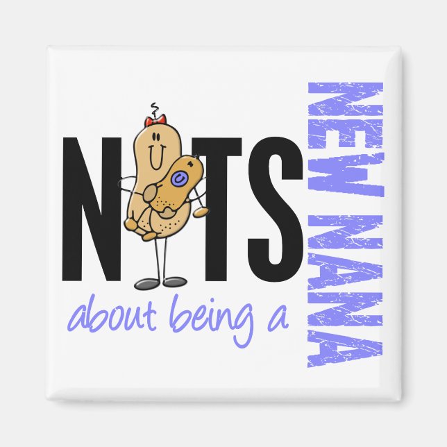 Nuts About Being A New Nana 1 Blue Magnet (Front)