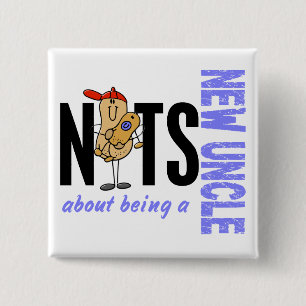 Nuts About Being A New Uncle 1 Blue 15 Cm Square Badge