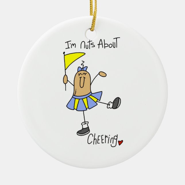Nuts About Cheering T-shirts and Gifts Ceramic Tree Decoration (Front)