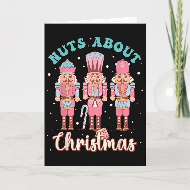 Nuts About Christmas Fun Pastel Christmas Nutcrack Card (Front)