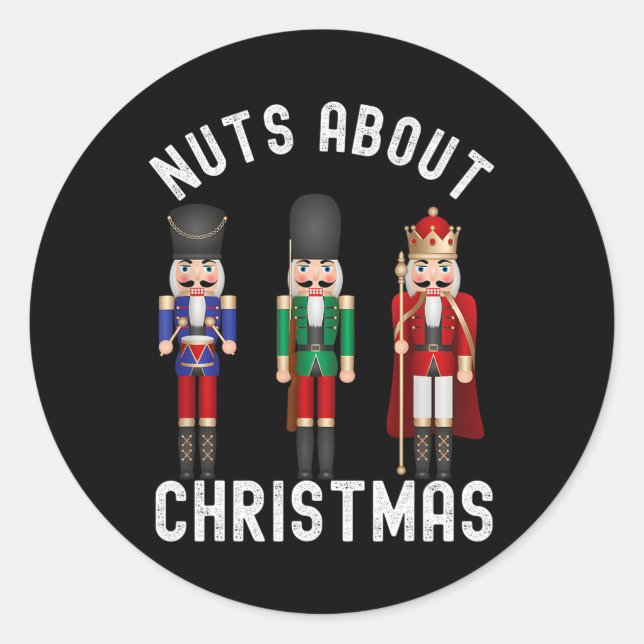 Nuts About Christmas Fun Pastel Christmas Nutcrack Classic Round Sticker (Front)