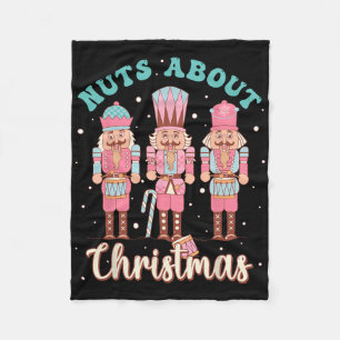 Nuts About Christmas Fun Pastel Christmas Nutcrack Fleece Blanket