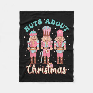 Nuts About Christmas Fun Pastel Christmas Nutcrack Fleece Blanket