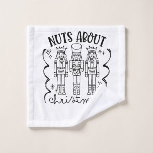 Nuts About Christmas Funny Christmas Nutcracker Wash Cloth