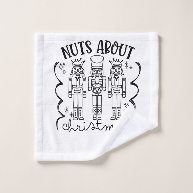 Nuts About Christmas Funny Christmas Nutcracker  Wash Cloth (Wash Cloth)