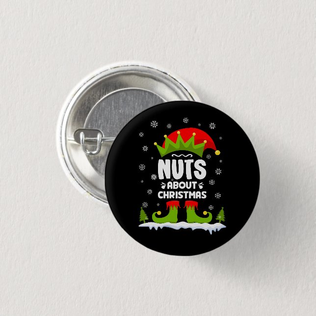 Nuts About Christmas Funny Xmas Elf Gift 3 Cm Round Badge (Front & Back)