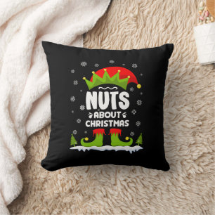 Nuts About Christmas Funny Xmas Elf Gift Cushion