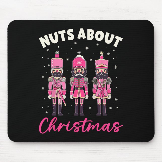 Nuts About Christmas Pink Nutcracker Christmas Squ Mouse Mat (Front)