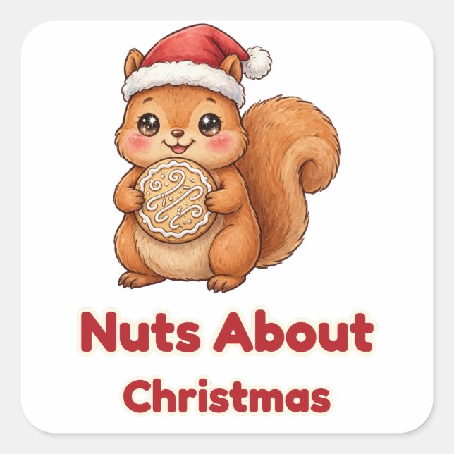 Nuts About Christmas Squirrel Cookie Sticker (Front)