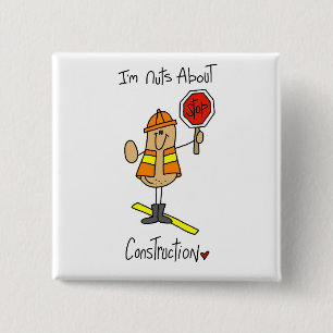 Nuts About Construction T-shirts and Gifts 15 Cm Square Badge