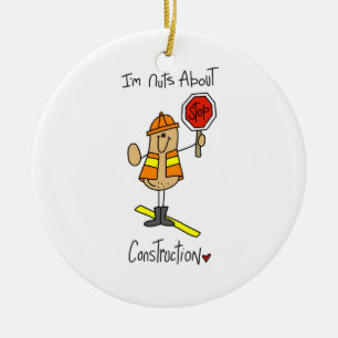 Nuts About Construction T-shirts and Gifts Ceramic Tree Decoration