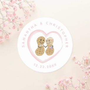 Nuts About Each Other Cute Couple Wedding Favour Classic Round Sticker