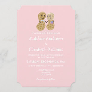 Nuts About Each Other Elegant Pink Wedding Invitation
