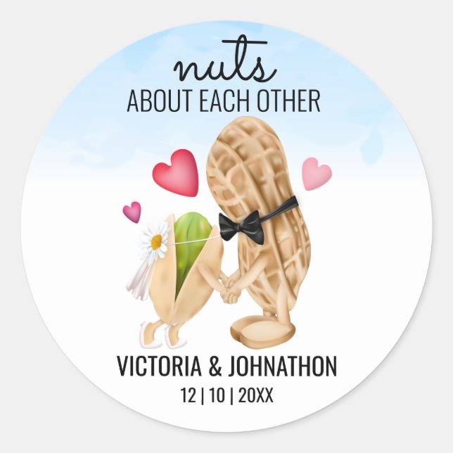 Nuts About Each Other | Wedding Treat Classic Round Sticker (Front)