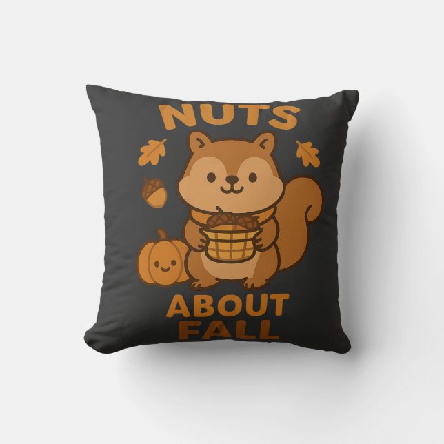 Nuts About Fall – Cute Squirrel  Cushion (Front)