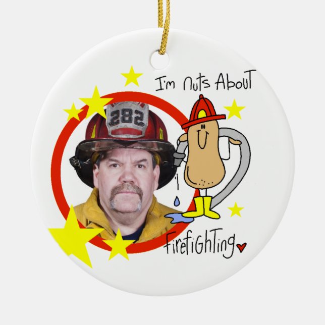 Nuts About Firefighting Photo Ornament (Front)