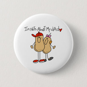 Nuts About My Dad-Girl 6 Cm Round Badge