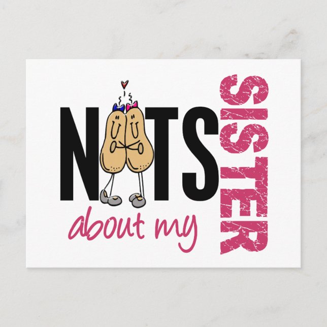 Nuts About My Sister 1 Pink Postcard (Front)
